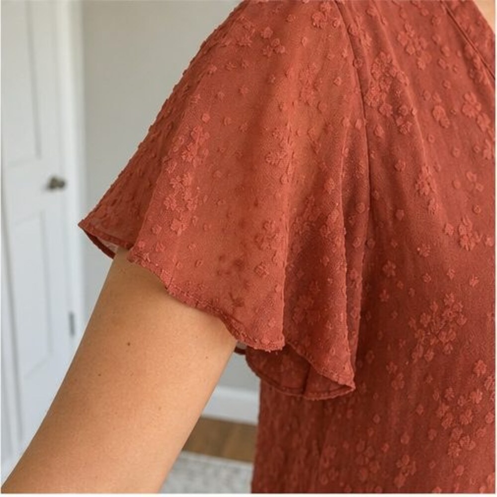 Rust Pleated Blouse - Picture 5 of 6